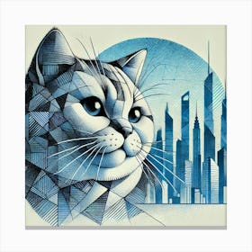 Ghosty Meow City Cat Canvas Print