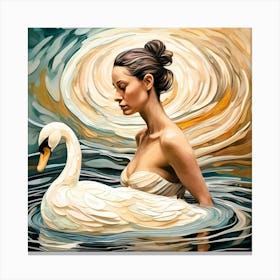 Lady and swan design Canvas Print