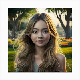 Asian Girl In Park 1 Canvas Print