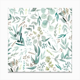 Eucalyptus Leaves Botanical Pattern Canvas Print