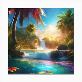 Waterfall In The Jungle 9 Canvas Print