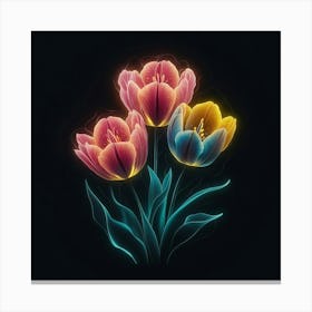 Neon Tulips Canvas Print