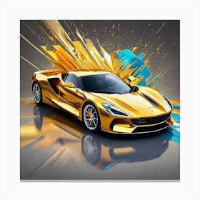 Gold Sports Car 12 Canvas Print