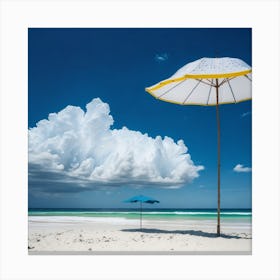Umbrella On The Beach Canvas Print
