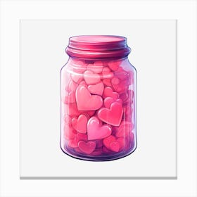 Pink Hearts In A Jar 12 Canvas Print