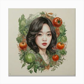 Girl With Vegetables Canvas Print