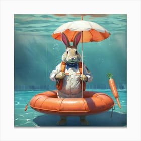 Rabbit In The Pool 1 Canvas Print