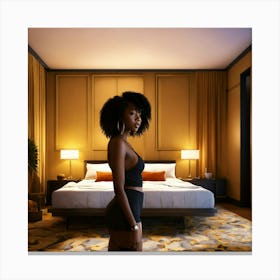 Black Woman In Bedroom 1 Canvas Print