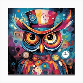 Owl In Top Hat 1 Canvas Print