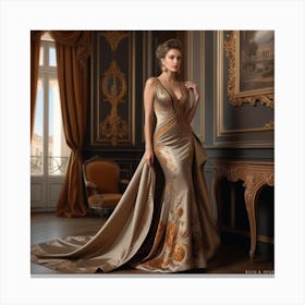 Golden Evening Gown 3 Canvas Print