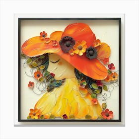 Girl In An Orange Hat Canvas Print
