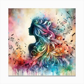 Abstract Of A Woman With Music Notes 1 Canvas Print