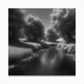 Black And White River 2 Canvas Print