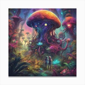 Imagination, Trippy, Synesthesia, Ultraneonenergypunk, Unique Alien Creatures With Faces That Looks (10) Canvas Print