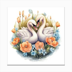 Swans In Flowers Toile