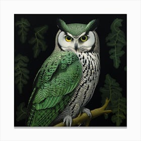 Ohara Koson Inspired Bird Painting Great Horned Owl 3 Square Canvas Print