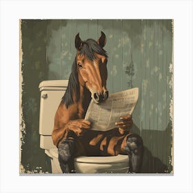 Horse Reading Newspaper 5 Canvas Print