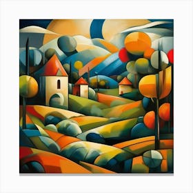 Cubism Art, Landscape Canvas Print