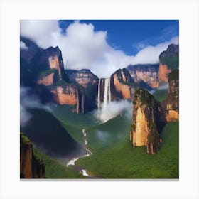 Waterfall In The Mountains 2 Canvas Print