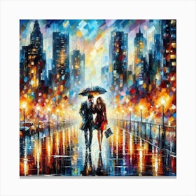 Lovers Walking In The Rain Canvas Print