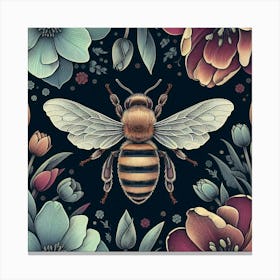 Bee And Flowers 7 Canvas Print