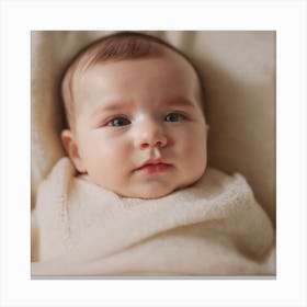 Newborn Baby Wrapped In Blanket Canvas Print