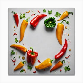 Peppers In A Circle 14 Canvas Print