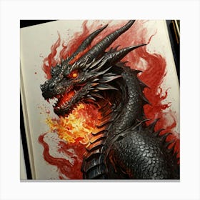 Dragon In Flames 3 Canvas Print