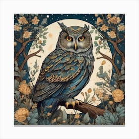 william morris Owl In The Moonlight print Canvas Print