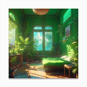 Green Bedroom 1 Canvas Print