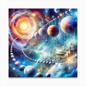 Planets In Psychedelic Space Canvas Print