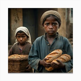 Default The Painting Portrays A Poignant Scene Of Impoverished 3 Canvas Print