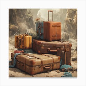 Old Suitcases Luggage Gone Wild ( Bohemian Design ) Canvas Print