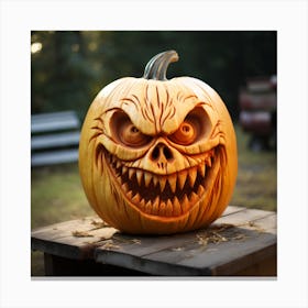 Scary Pumpkin Carving Canvas Print