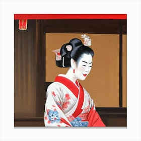 Geisha Sitting Canvas Print