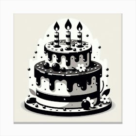 Black And White Birthday Cake Canvas Print