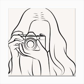 Portrait Of A Woman With A Camera Canvas Print