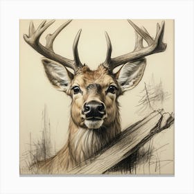 Deer Drawing 49 Canvas Print