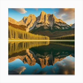 Lake By The Rock Mountain Canvas Print