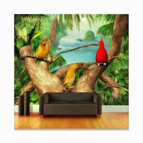 Birds In The Jungle 1 Canvas Print