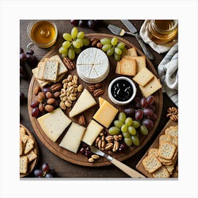 Artisan Cheese Board An Artisan Cheese Board Featuring A Selection Of Cheeses Crackers Grapes Nuts A 1888549967(1) Canvas Print