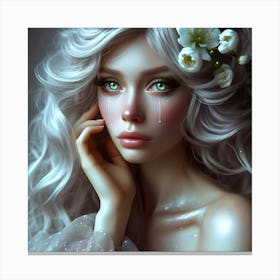 Beautiful Girl With Flowers 1 Canvas Print