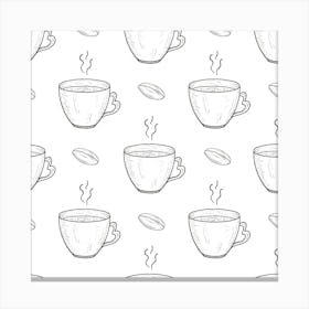 Seamless Pattern With Coffee Cups Leinwandbild