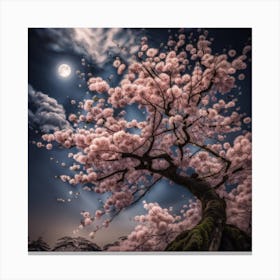 Cherry Blossom At Night Canvas Print