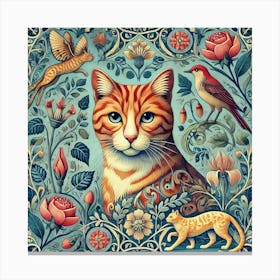 cat inspired morris art print Canvas Print