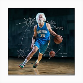 Old Man Dribbling Basketball Canvas Print