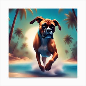 Boxer Dog On The Beach Canvas Print