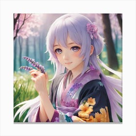 Anime Girl With Purple Hair 1 Canvas Print