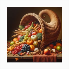 Thanksgiving Basket Canvas Print