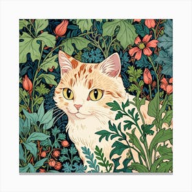 Cat In Flowers 6 Canvas Print